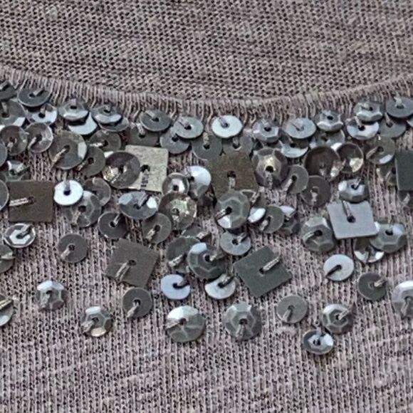 Eileen Fisher NWT$138 Linen Jersey Tank Top Sequins Sparkle Smoke Gray Quiet Lux - Picture 3 of 9